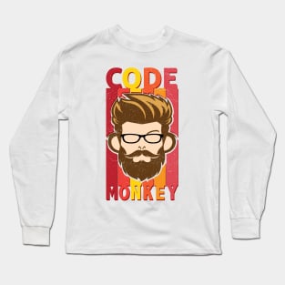 Code Monkey Logo Illustration Long Sleeve T-Shirt